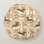 lucky dogs with sausages background round pillow