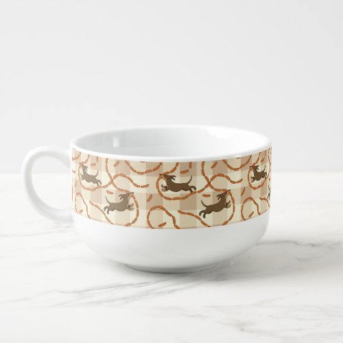 lucky dogs with sausages background soup mug