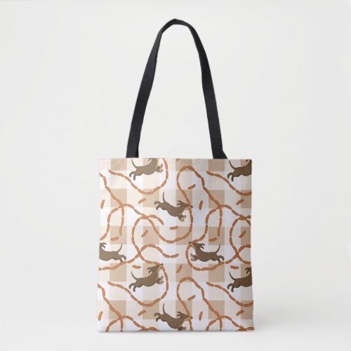 lucky dogs with sausages background tote bag