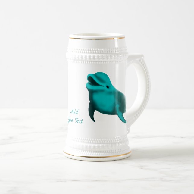 Lucky Dolphin - Add Your Text Beer Stein (Front Right)