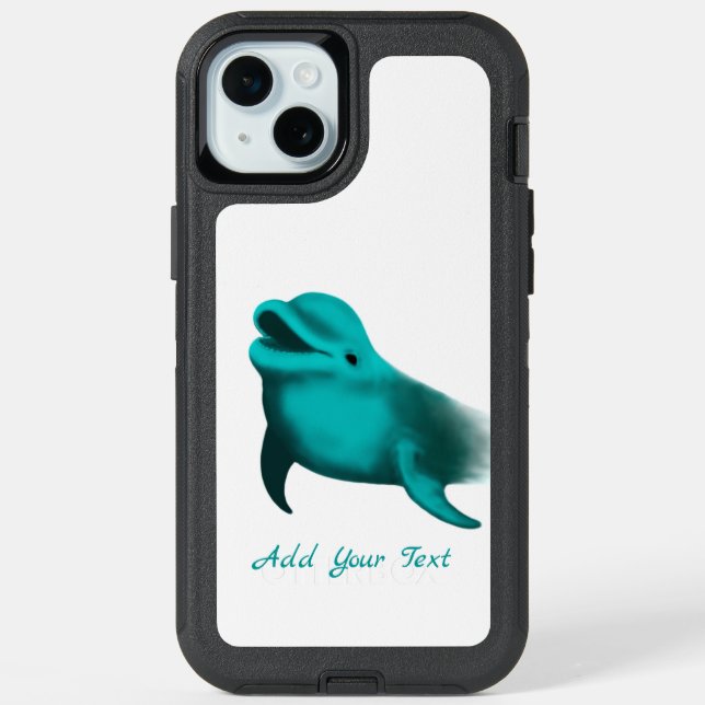 Lucky Dolphin - Add Your Text iPhone 15 Plus Case (Back)