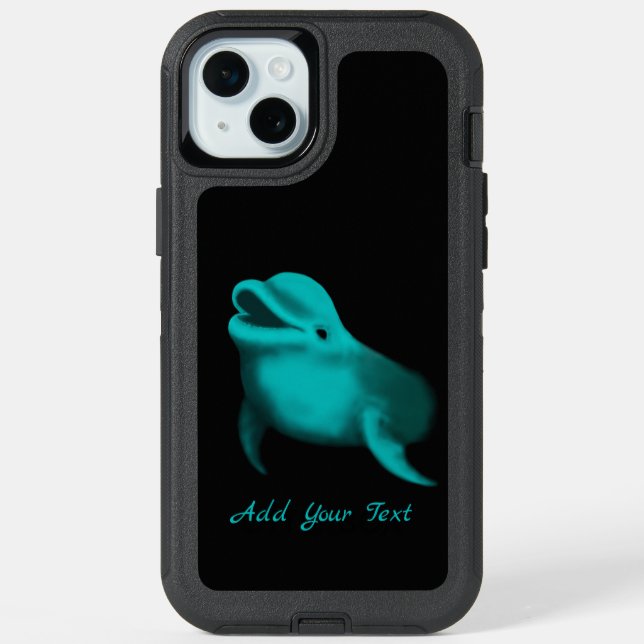 Lucky Dolphin - Add Your Text iPhone 15 Plus Case (Back)