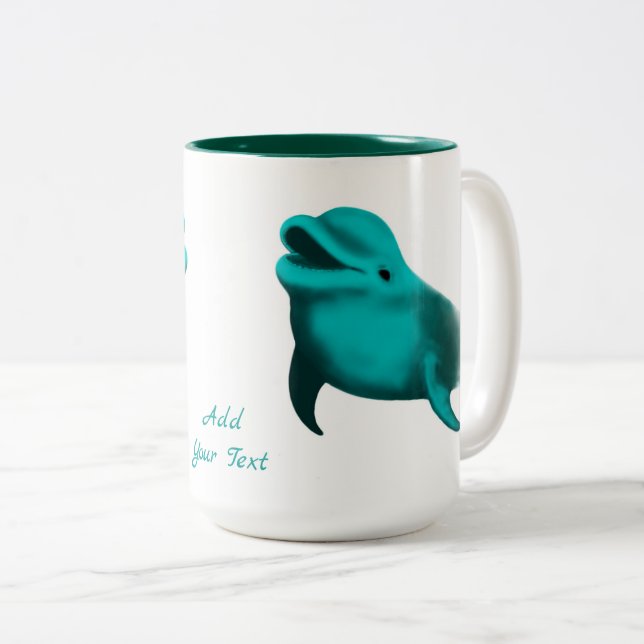 Lucky Dolphin - Add Your Text Two-Tone Coffee Mug (Front Right)