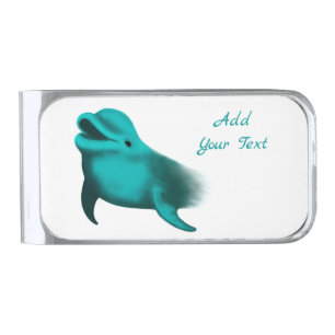 Lucky Dolphin Silver Finish Money Clip