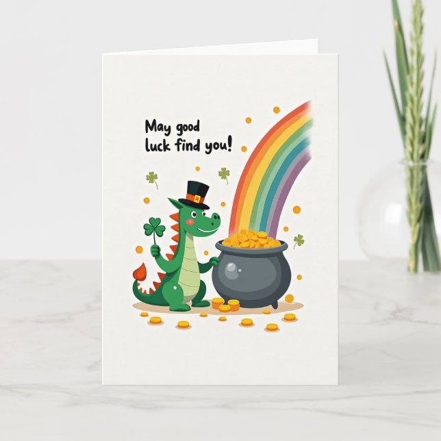 Lucky Dragon Smile St Patricks Day Card (Front)