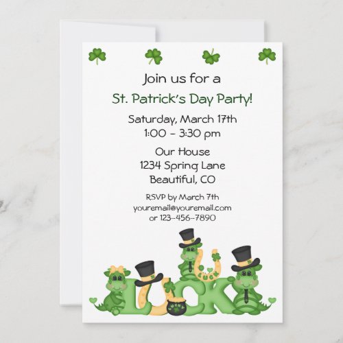 Lucky Dragons St Patrick's Day Party Invitation