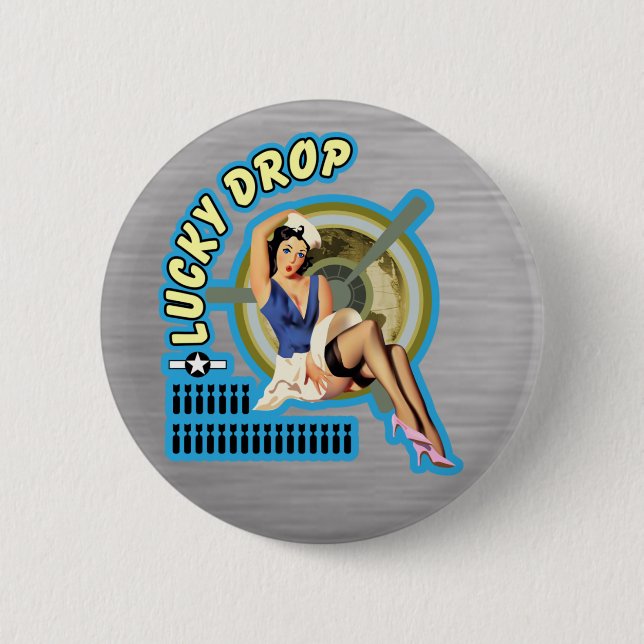 Lucky Drop WWII Nose Art Button (Front)