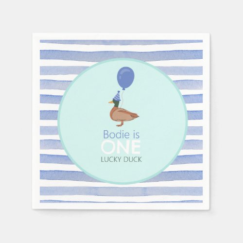 Lucky Duck 1st Birthday Napkins