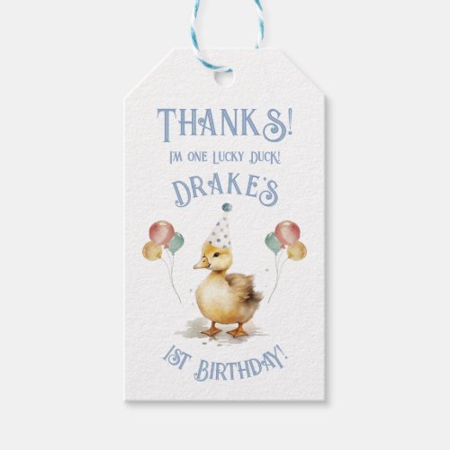 Lucky Duck 1st Birthday Party Gift Tags