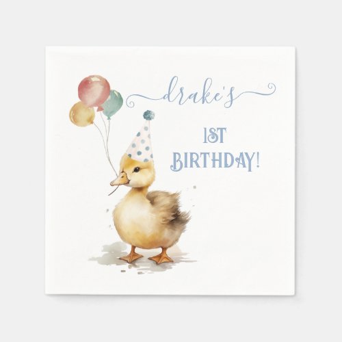Lucky Duck 1st Birthday Party Napkins