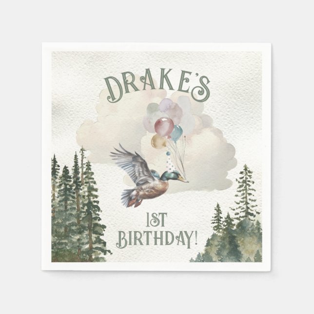 Lucky Duck 1st Birthday Party  Napkins (Front)