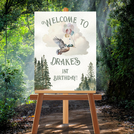 Lucky Duck 1st Birthday Party Welcome Sign