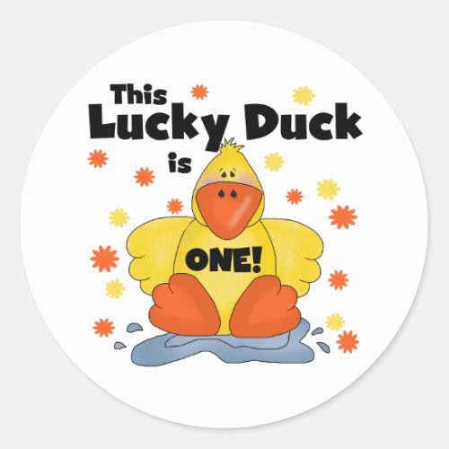 Lucky Duck 1st Birthday  T_shirts and Gifts Classic Round Sticker
