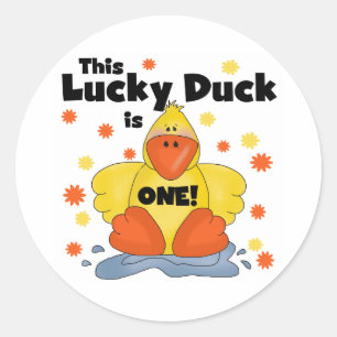 Lucky Duck 1st Birthday T-shirts and Gifts Classic Round Sticker