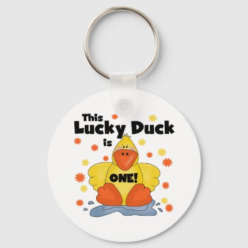 Lucky Duck 1st Birthday  T_shirts and Gifts Keychain