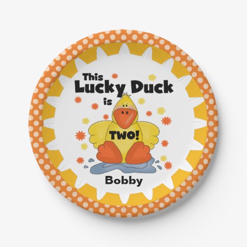 Lucky Duck 2nd Birthday Paper Plates