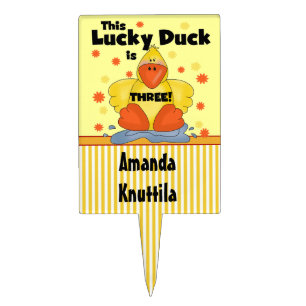 Lucky Duck 3rd Birthday Cake Topper
