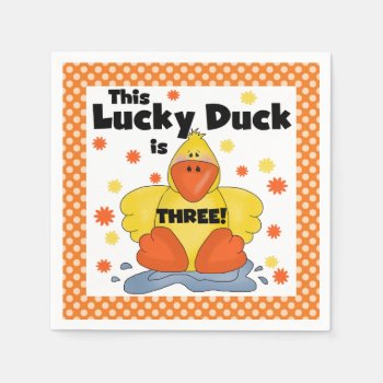 Lucky Duck 3rd Birthday Paper Napkins by kids_birthdays at Zazzle