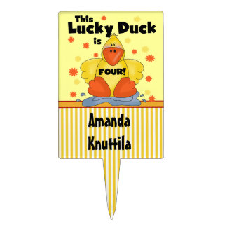 Lucky Duck 4th Birthday Cake Topper