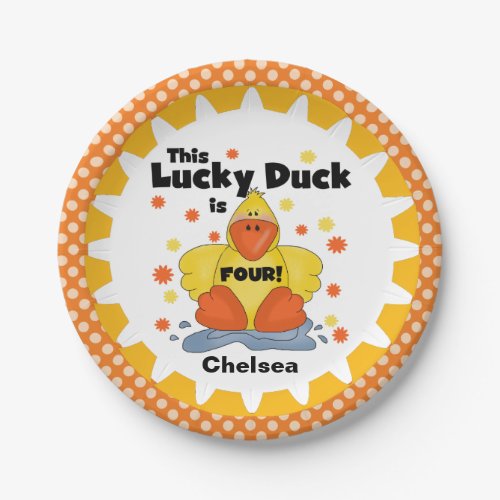 Lucky Duck 4th Birthday Paper Plates