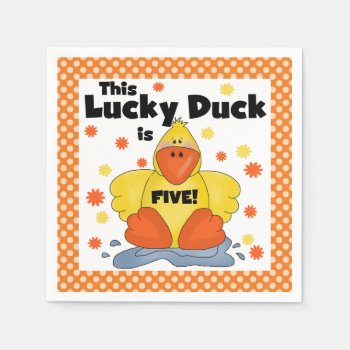 Lucky Duck 5th Birthday Paper Napkins by kids_birthdays at Zazzle