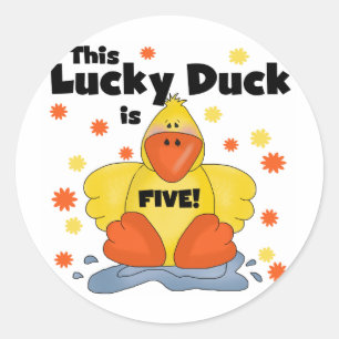 Lucky Duck 5th Birthday Tshirts and Gifts Classic Round Sticker