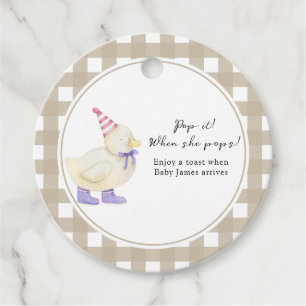 Lucky Duck Baby Shower Pop it! When she pops Favor Tags