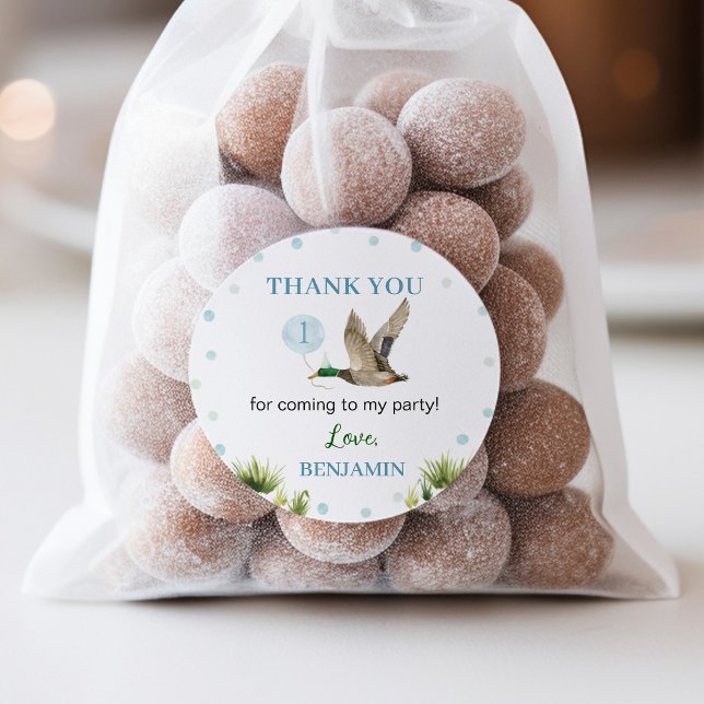 Lucky Duck Boy Birthday Classic Round Sticker (Creator Uploaded)