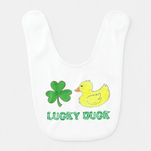 Lucky Duck Ducky Shamrock St. Patrick's Day Clover Baby Bib