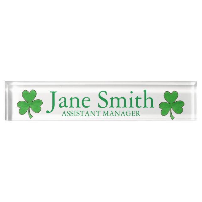 Lucky Duck Green Shamrock Saint Patrick's Day Desk Name Plate (Front)