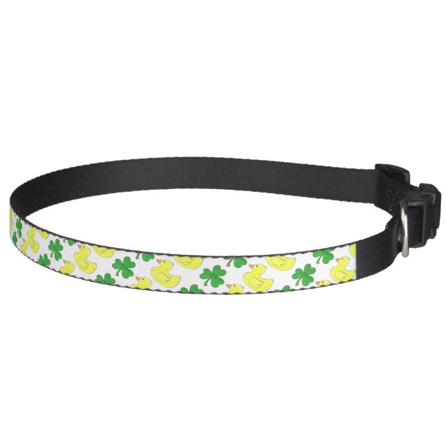 Lucky Duck Rubber Ducky Green Shamrock Dog Collar (Right)