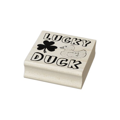 Lucky Duck Rubber Ducky Shamrock Clover Rubber Stamp