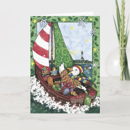 Lucky Duck Sailboat Christmas Card