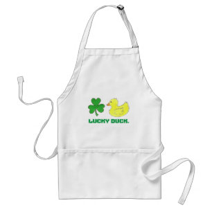 Lucky Duck Shamrock Clover Ducky St. Patrick's Day Adult Apron