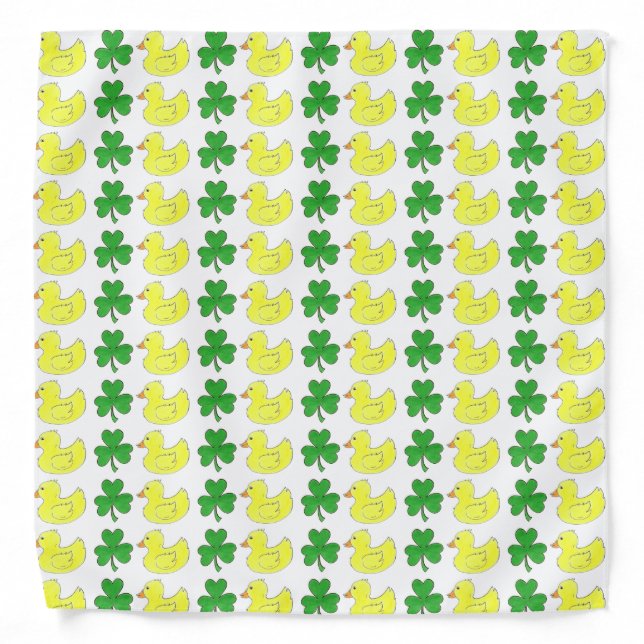 Lucky Duck Shamrock Clover Saint Patrick's Day Bandana (Front)
