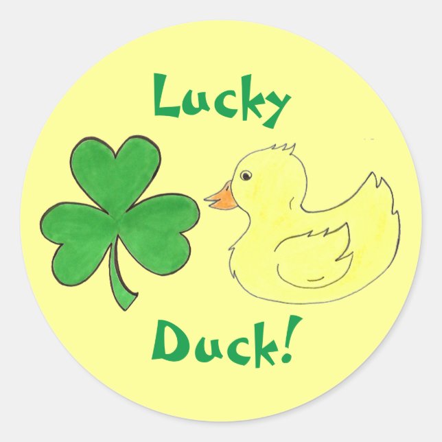 Lucky Duck Shamrock Ducky St. Patricks Day Sticker (Front)