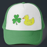 Lucky Duck Shamrock Rubber Ducky St. Patrick's Day Trucker Hat<br><div class="desc">Hat features an original Saint Patrick's Day marker illustration of a green shamrock and yellow rubber duck. Perfect for St. Paddy's Day celebrations!

This illustration is also available on other products. Don't see what you're looking for? Need help with customization? Contact Rebecca to have something designed just for you.</div>