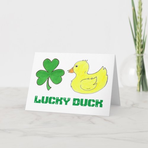 Lucky Duck Shamrock St Patricks Day Good Luck Card
