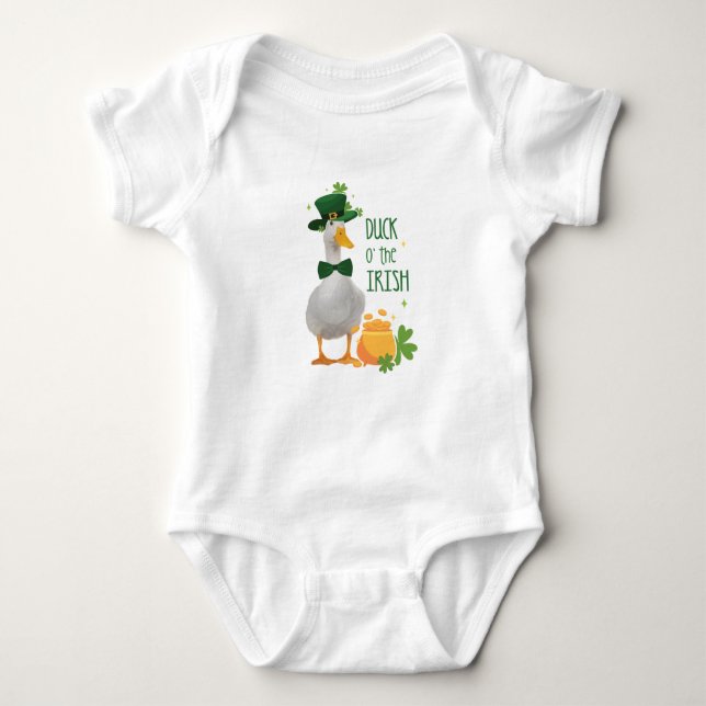 Lucky Duck St. Patricks Day Baby Bodysuit (Front)