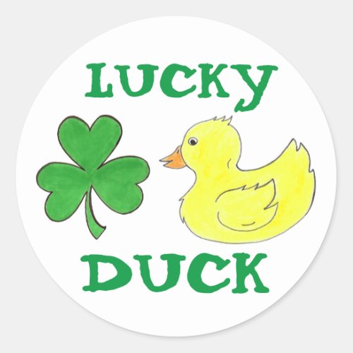 Lucky Duck St Patricks Day Shamrock Rubber Ducky Classic Round Sticker