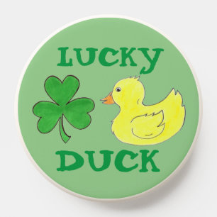 Lucky Duck St. Patrick's Day Shamrock Rubber Ducky PopSocket