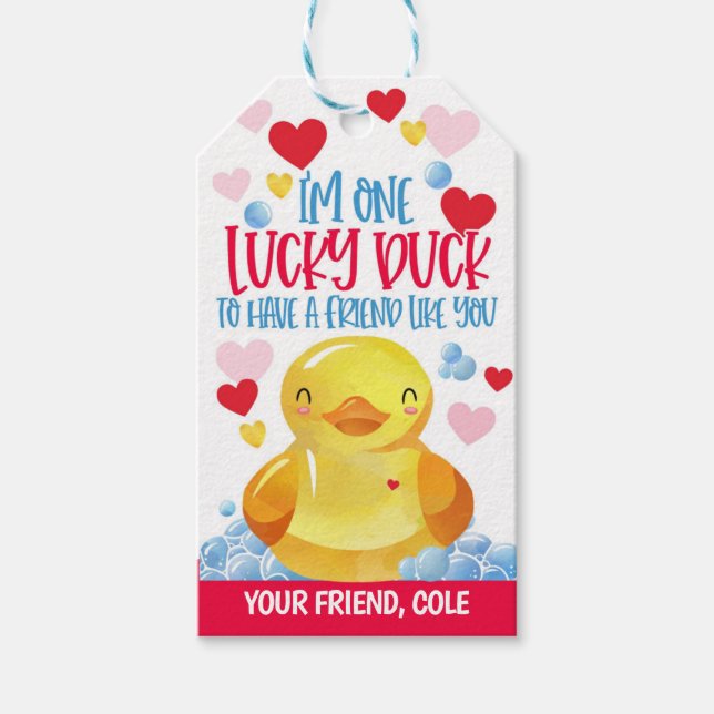 Lucky Duck Valentine Favor Tag (Front)