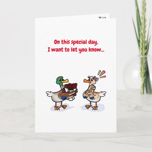 Lucky Duck Valentines Cute Watercolour Card