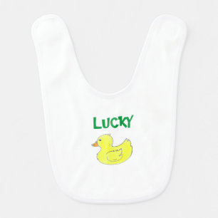 Lucky Duck Yellow Rubber Duckie Ducky Shamrock Bib