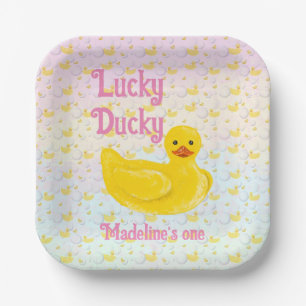 Lucky Ducky First Birthday Invitation Paper Plates