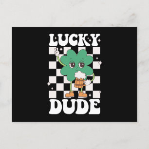 Lucky Dude Shamrock St Patricks Day Irish Groovy Postcard