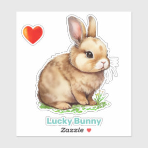 Lucky Easter Bunny and Heart Sticker