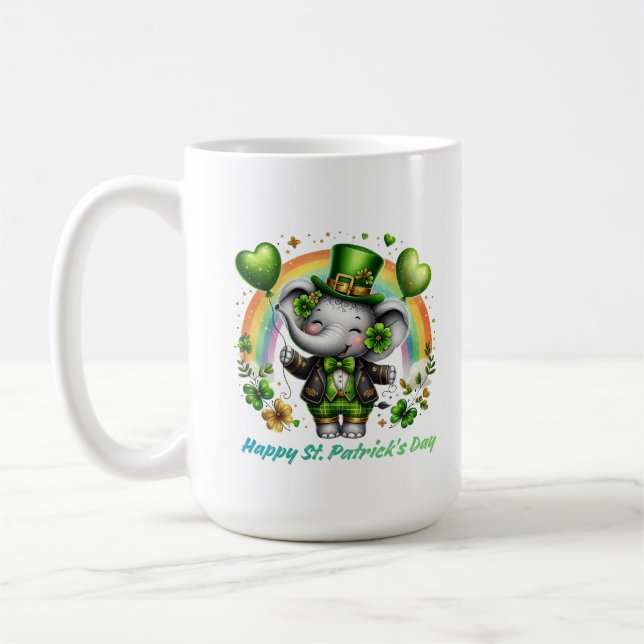 Lucky Elephant Rainbow Charm Coffee Mug (Left)