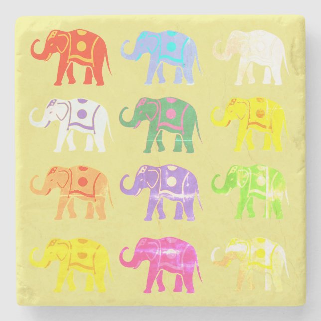 Lucky Elephant Stone Coaster (Front)
