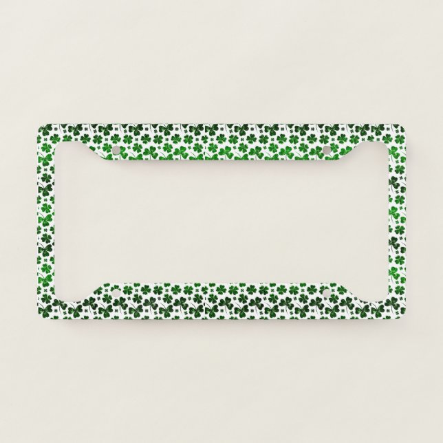 Lucky Emerald Clover License Plate Frame (Front)